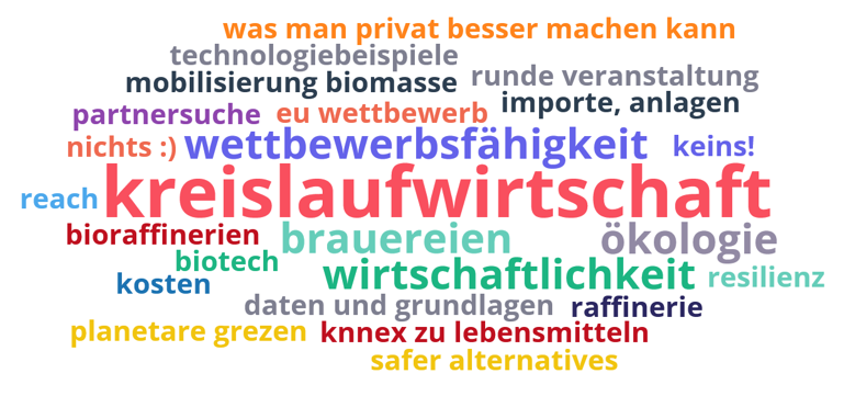 Feedback in Form einer Wordcloud zu Themen, die bei der Veranstaltung gefehlt haben